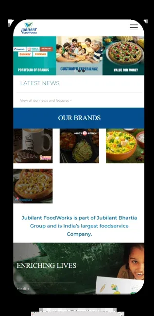 Jubilant Food project screen